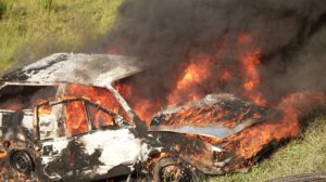 a burning car